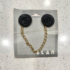 NWT Vintage Elan Chain Double Brooch Black